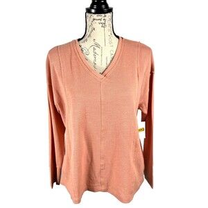 Westbound Women's Size Med Ribbed Pullover Top Terra Cotta Long Sleeved NWT